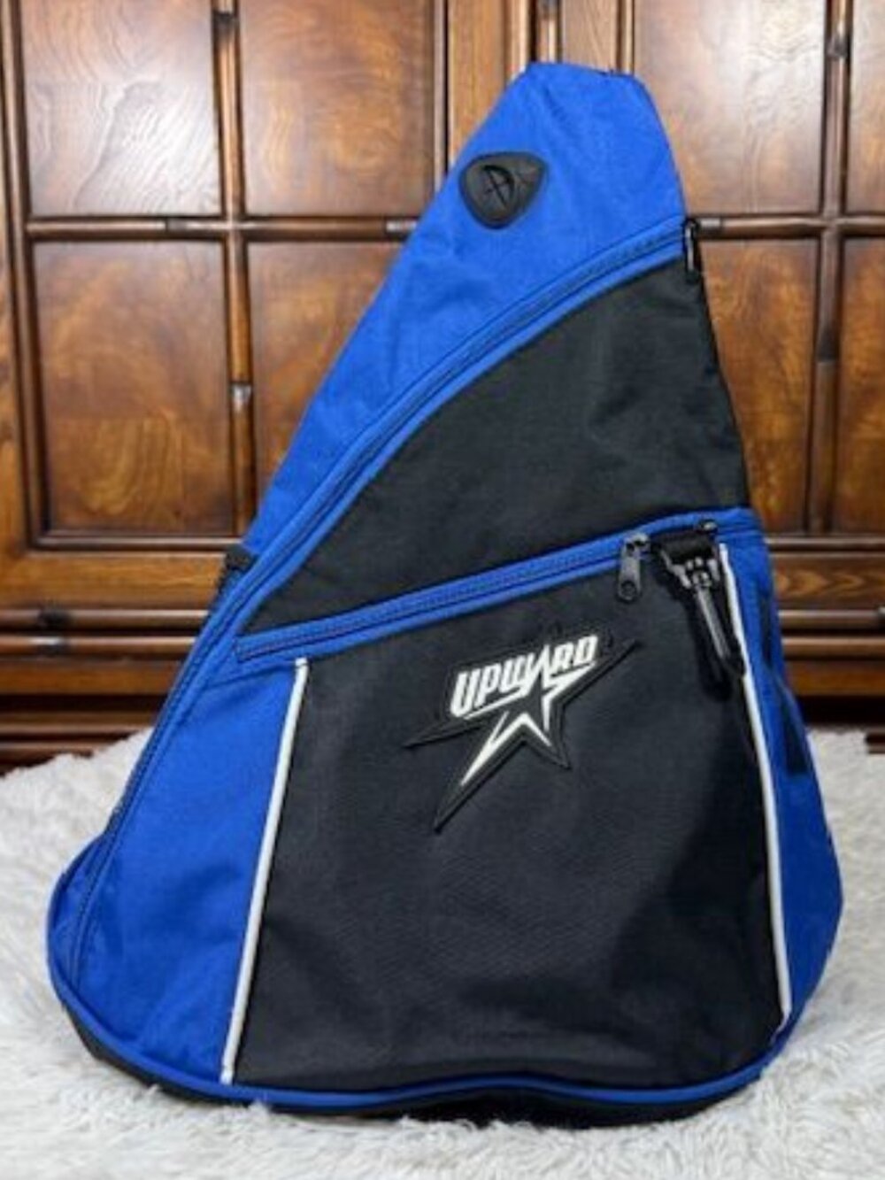 Upward Blue Black Triangle Canvas Sling Bag